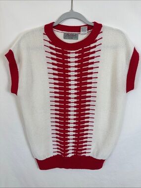 Vintage Mark Reed cream and red sweater vest, size L